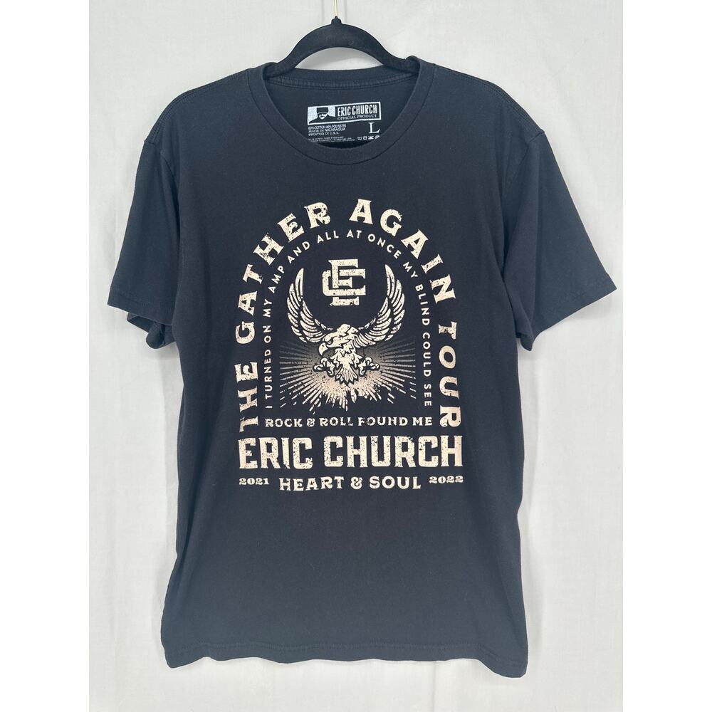 Eric Church Shirt Mens Large Black Gather Again Tour 2021 Music Graphic Tee